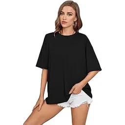 denimholic Cotton Half Sleeve Oversized t Shirts for Women, Loose t Shirts for Women, Baggy t Shirt for Women, Tshirt for Women Oversize-picture-13
