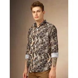 Dennis Lingo Classic Floral Floral Printed Spread Collar Cotton Casual Shirt image 2