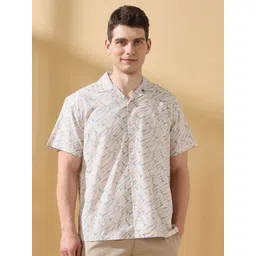 Dennis Lingo Men Abstract Printed Cuban Collar Cotton Casual Shirt-picture-34