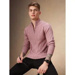 Dennis Lingo Men Cable Knit Self Design Winter Pullover-picture-35