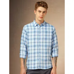 Dennis Lingo Men Classic Spread Collar Tartan Checked Cotton Relaxed Fit Casual Shirt-picture-20