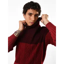 Dennis Lingo Men Colourblocked Cable Knit Pullover-picture-35
