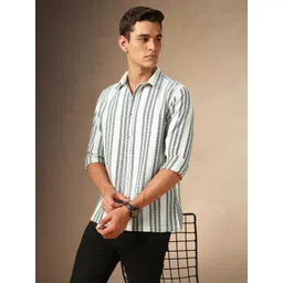 Dennis Lingo Men Opaque Striped Casual Shirt-picture-28