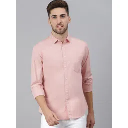 Dennis Lingo Men Pink Solid Slim Fit Cotton Casual Shirt-picture-12
