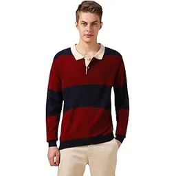 dennis lingo Men Regular Fit Acrylic Striped Full Sleeves Polo Collar Pullover Sweater-picture-22