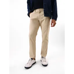 dennis lingo Men Slim Fit Beige Pure Cotton Trousers-picture-11