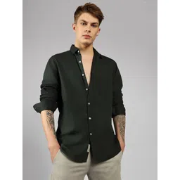 dennis lingo Men Slim Fit Solid Spread Collar Casual Shirt-picture-39