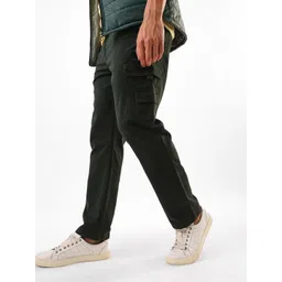 Dennis Lingo Men Solid Cotton Relaxed Fit Mid-Rise Cargo Trousers-picture-38