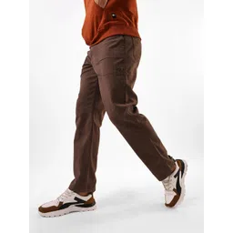 Dennis Lingo Men Solid Cotton Relaxed Fit Mid-Rise Cargo Trousers image 1