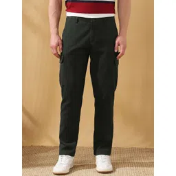 Dennis Lingo Men Solid Straight Fit Cargo Trousers-picture-23