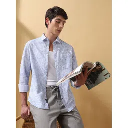 Dennis Lingo Men Spread Collar Abstract Printed Cotton Casual Shirt-picture-34