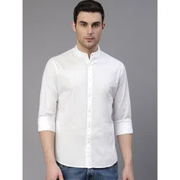 Dennis Lingo Men White Comfort Slim Fit Solid Pure Cotton Casual Shirt-picture-37
