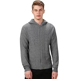 dennis lingo Solid Full Sleeves Hooded Acrylic Regular Fit Men Casual Sweater-picture-35