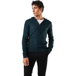 dennis lingo Solid Full Sleeves Hooded Acrylic Regular Fit Men Casual Sweater-picture-36