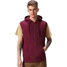 dennis lingo Solid Sleeveless Hooded Polycotton Regular Fit Men Casual Sweatshirt-picture-32