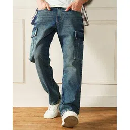 dennislingo premium attire Men Acid Wash Relaxed Fit Cargo Jeans-picture-29