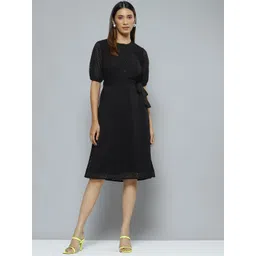 DENNISON Black Chiffon A-Line Dress-picture-18