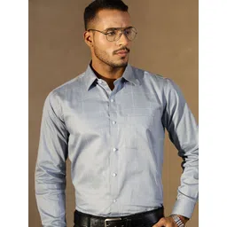 DENNISON Checked Spread Collar Cotton Formal Smart Shirt-picture-39
