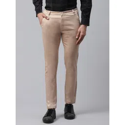 DENNISON Men Beige Smart Skinny Fit Solid Chinos-picture-18