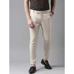 DENNISON Men Beige Smart Tapered Fit Solid Regular Trousers-picture-19