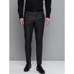 DENNISON Men Black Checked Smart Tapered Fit Wrinkle Free Trousers-image-22