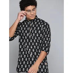 DENNISON Men Black Floral Printed Kurta-picture-30