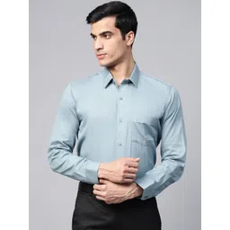 DENNISON Men Blue Pure Cotton Smart Slim Fit Solid Formal Shirt-picture-29