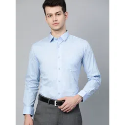 DENNISON Men Blue Smart Slim Fit Solid Water & Stain Repellent Twill Formal Shirt-picture-19