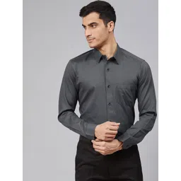 DENNISON Men Charcoal Grey Smart Slim Fit Solid Formal Shirt-picture-23