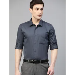 DENNISON Men Charcoal Grey Smart Slim Fit Solid Water & Stain Repellent Formal Shirt-picture-25
