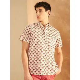 DENNISON Men Comfort Fit Animal Printed Spread Collar Cotton Casual Shirt-picture-29