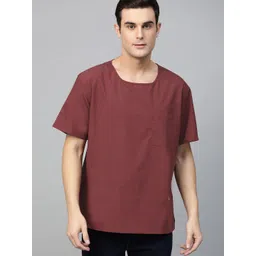 DENNISON Men Maroon Solid Comfort Fit Straight Kurta-picture-21