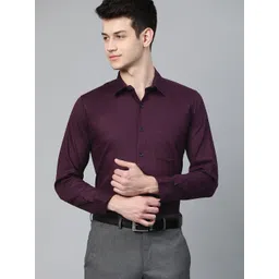 DENNISON Men Purple Smart Slim Fit Solid Twill Formal Shirt-picture-18