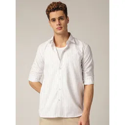DENNISON Men Smart Fit Vertical Striped Spread Collar Cotton Casual Shirt-picture-39