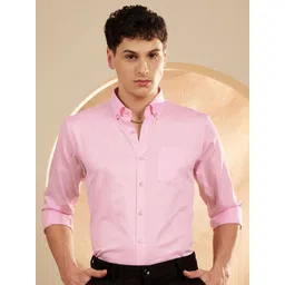 DENNISON Men Smart Slim Fit Solid Button-Down Collar Cotton Casual Shirt-picture-13