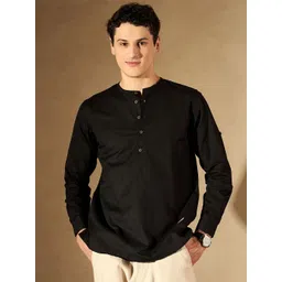 DENNISON Men Solid Linen Kurta-picture-12