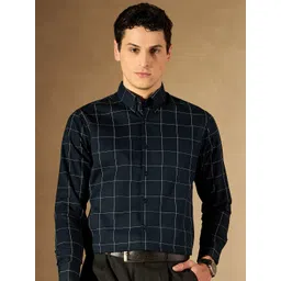 DENNISON Windowpane Checked Button-Down Collar Smart Cotton Formal Shirt-picture-14