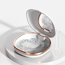 Denture Box Case,Retainer Case,Slim Aligner Retainer Case with Mirror,ravel-Friendly,Aligner Case Easy to Clean(Blue) (White)-picture-23