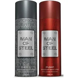 DENVER Man Of Steel Drill & Challenge Deodorant Body Spray - 200ML Each (Pack of 2)-picture-32