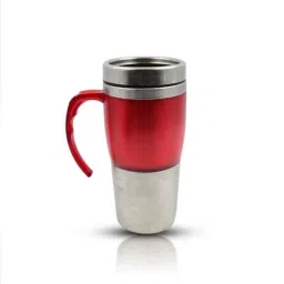 DeoDap 250ml Stainless Steel Red &a; Grey Coffee Mug with Lid &a; Handle, 13156-picture-43