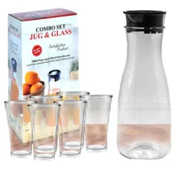 DeoDap 7 Pcs Plastic Transparent Unbreakable Water Juice Jug &a; Glass Set, 0076-picture-11