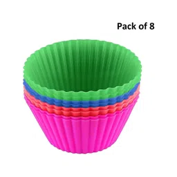 DeoDap 8-Pcs Green & Blue Silicone Cupcake Mould-picture-12