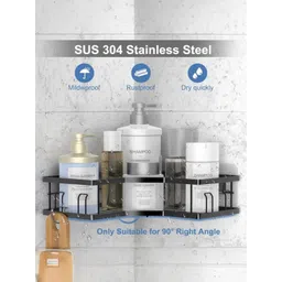 DeoDap Coating 2 Pieces elf-Adhesive Corner Shelf Organizer-picture-26