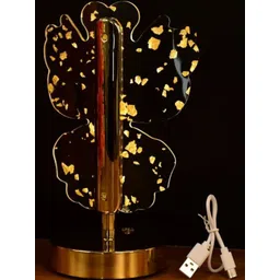 DeoDap Gold Toned Printed Metal Table Lamp-picture-31