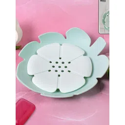 DeoDap Green & White Floral Shaped Plastic Soap Dish-picture-25