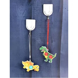 DeoDap Set of 2 White & Steel-Toned Strong Stainless Steel Adhesive Wall Hooks - Small-picture-11