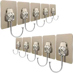 deqtron Stainless Steel 10 Pcs Hooks for Multipurpose Home Storage Hook 10-picture-11
