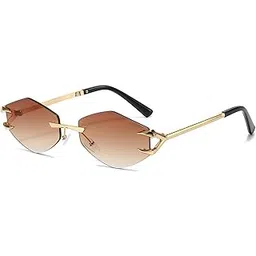 dervin UV Protected Retro Oval Rimless Sunglasses for Men and Women-picture-50