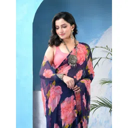 DESH BIDESH Floral Printed Bandhani Saree-picture-12