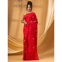 DESH BIDESH Floral Woven Design Pure Cotton Jamdani Saree-picture-25